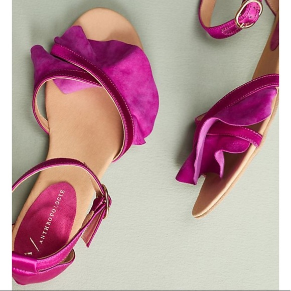 Anthropologie Shoes - Anthropologie Ruffle Front Fuchsia Sandal 37